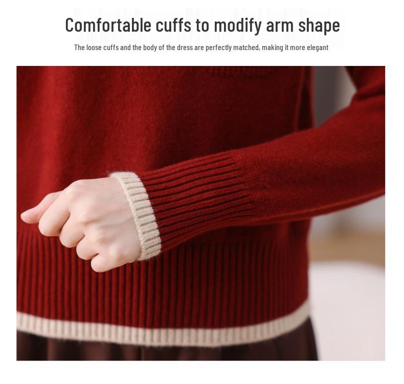 Fall/Winter 2026 Stylish Petite Wool Knit Sweater - Women's Thick Short Base Layer Top.