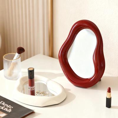 Cream Cloud Irregular Desktop Makeup Mirror