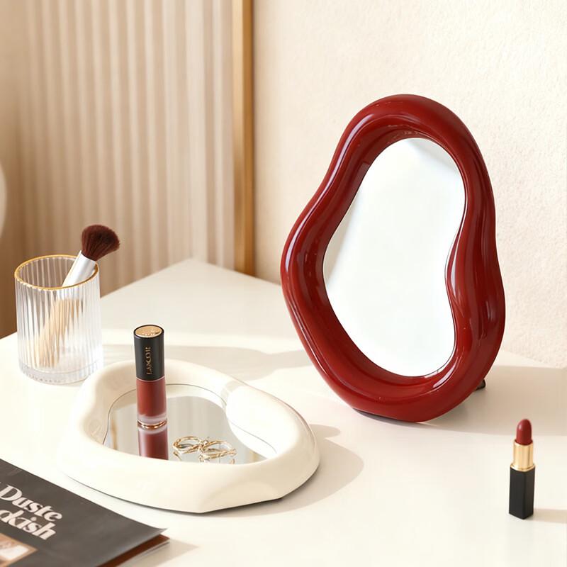 oeny Irregular Cream Cloud Desktop Makeup Mirror