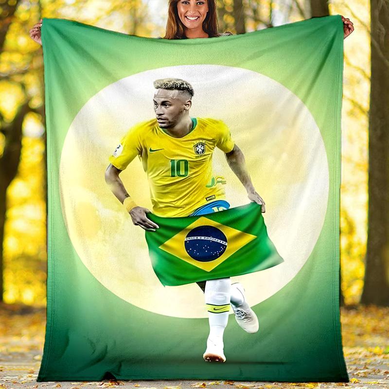 1pc Neymar1 Theme Blanket - Digital Print, Polyester, Cozy for All Seasons, Perfect for Outdoor, and Travel