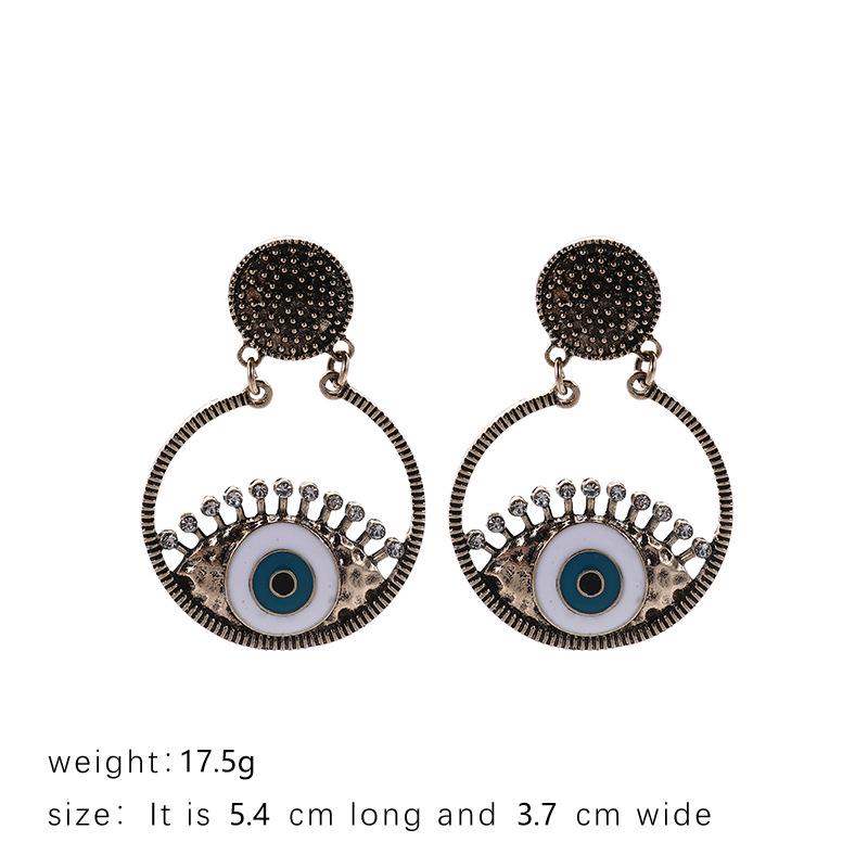 Devil's Eye Drip Oil Alloy Earrings: Trendsetting European & American Street Style