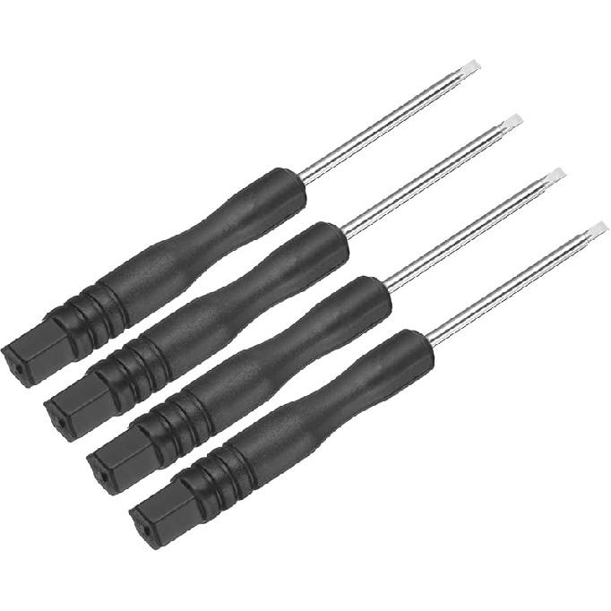 Uxcell 4 Stück Mini-Schlitzschraubendreher 3,0 mm Länge 80 mm Mikro-Präzisions-Flachkopfschraubendreher mit rutschfestem schwarzem Griff für Uhren und Brillen