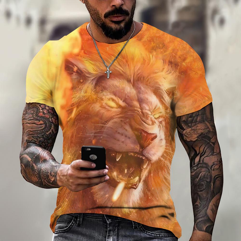 Nové tričko Wolf pro muže Fierce Animal Lion Tiger 3D potištěná tílka s krátkým rukávem Trička Pánské oblečení Oversized tričko