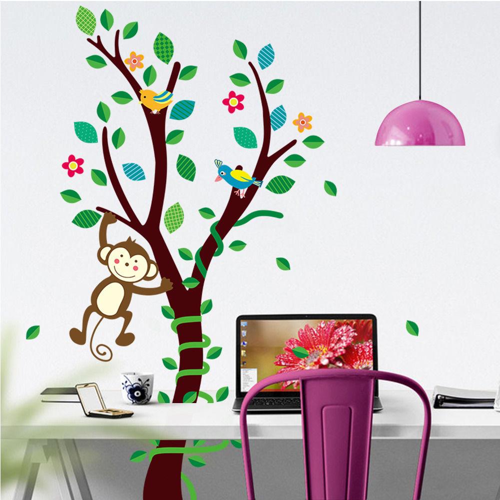 Dessin Anime Singe Arbre Vignes Mur Autocollants Pvc Stickers Enfants Chambre Bebe Decoration Bricolage Faire Des Achats En Ligne A Bas Prix Sur Joom