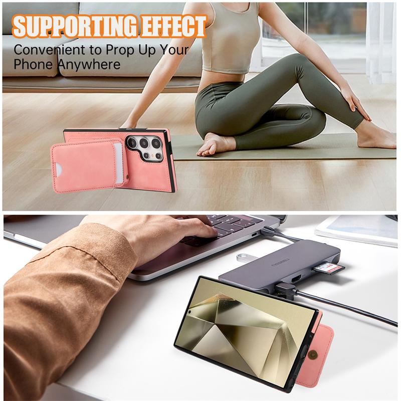 Card Solt Wallet Holder Leather Case for Samsung Galaxy S24 S22 Ultra S23 Plus S21 Fe A55 A15 A54 A34 A52 A72 5G Crossbody Cover