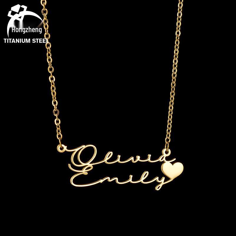 Personalized Stainless Steel Handwritten-Style Name Necklace for Women - Custom Christmas Gift