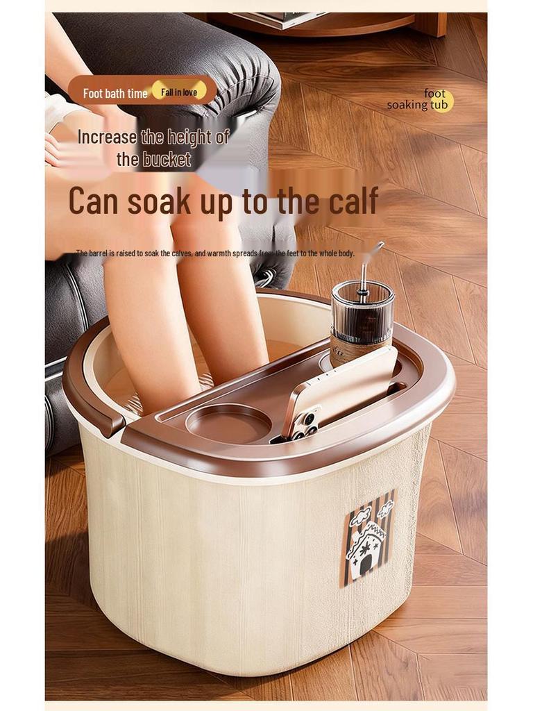 Portable Thickened Foot Bath Bucket with Handle - Calf-Length Foot Washing Tub