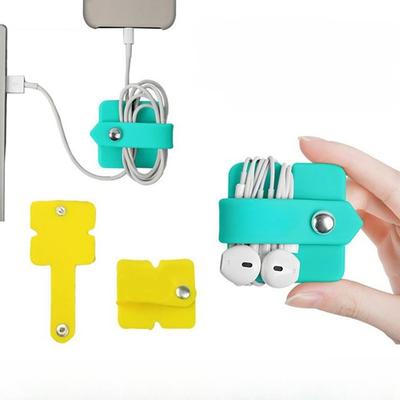 2Pcs Silicone Cable Winder Home Office Desktop Earphone Charging Cable Organizer Strap Tie Rope Soft Portable Cable Fixing