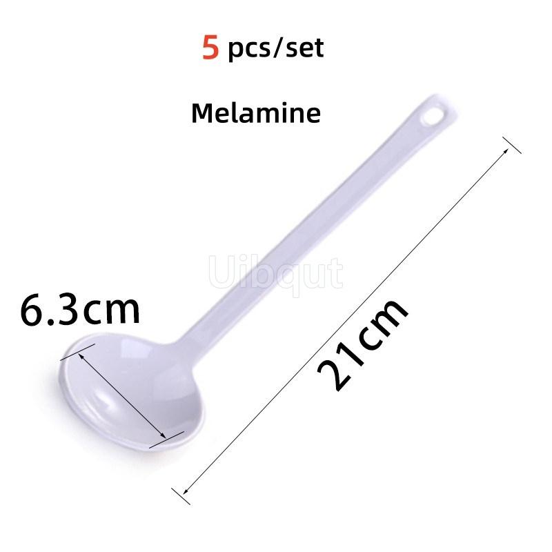 

5 or 10 pcs set Japanese style white red blue hot pot Noodles spoons long handled round plastic soup spoon melamine tableware