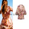 Spring New Women's Clothing French Style Vacation Style Flowers Print Laminated Decoration Mini Dress 2503131
