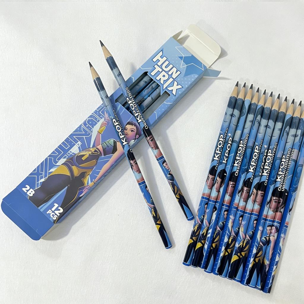 12 Pcs/Set K-POP Demon Hunters Movie Character Black Pencils, Peripheral Stationery Gift for Students & Children