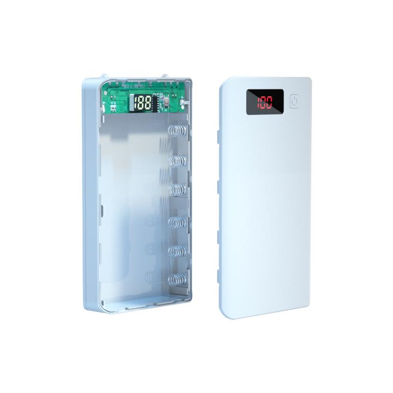 6-Cell Solderless Power Bank Kit with Dual Input and LED Display
