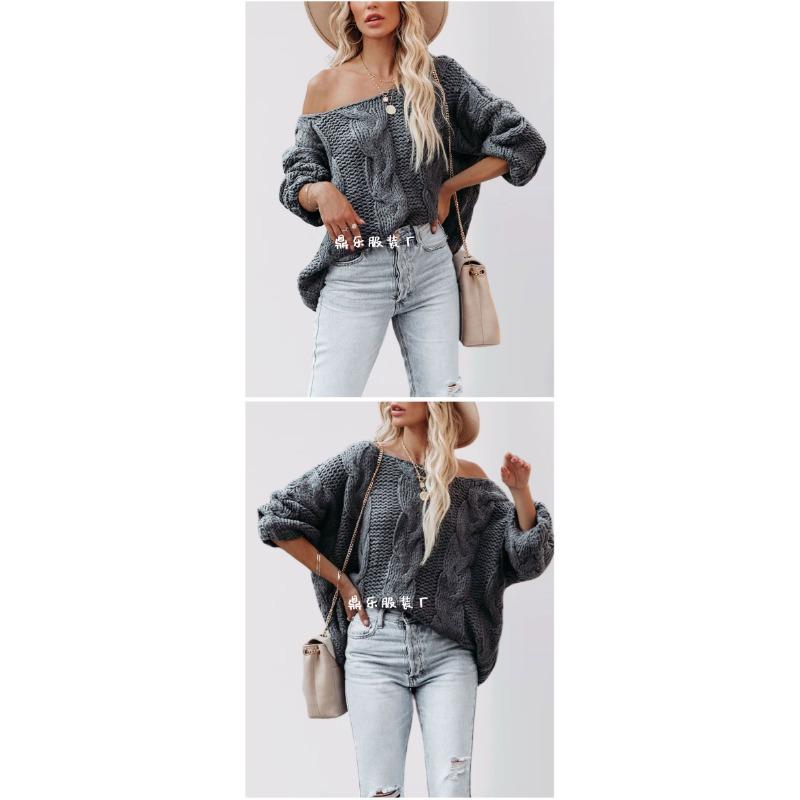 Women S Loose Fit Long Sleeve Knit Sweater Crew Neck Casual Pullover