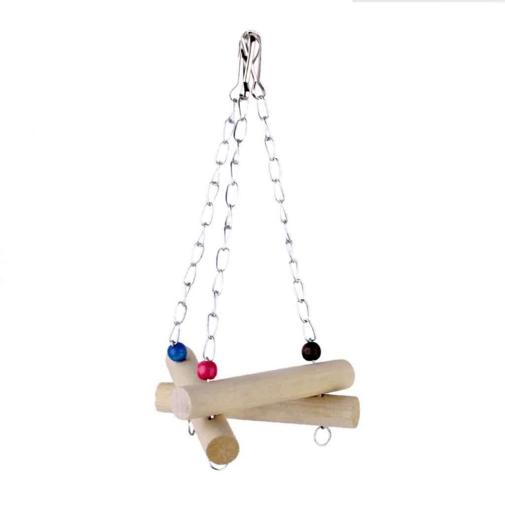 Buy Wooden Bird Triangle Swing Toy Cage Toys for Squirrels Parrots at