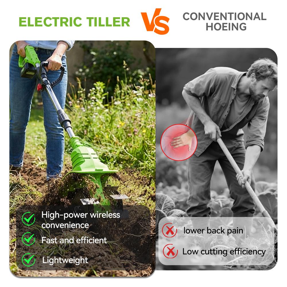 ONEGREEN 2W1 Elektryczny Kultywator Glebogryzarka Kosiarka Rototiller Do Uprawy Gleby Narzędzie Skaryfikujące Do Akumulatora Makita 18V Pin