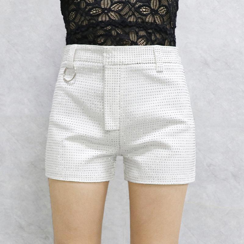 Dámské šortky s vysokým pasem, slim fit, v korejském stylu, s kosočtvercovým vzorem, v dopaminových barvách