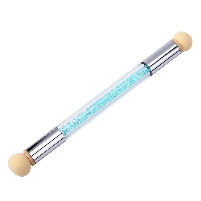 Double-Head Sponges Gradient Painting Pen 1Pcs Handle Painting Dotting Brush Clear Rhinestone Handle Nail Art Dotting Pen