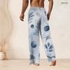 Men S Plus Size Printed Drawstring Waist Straight Leg Full Length Beach Pants With Pockets