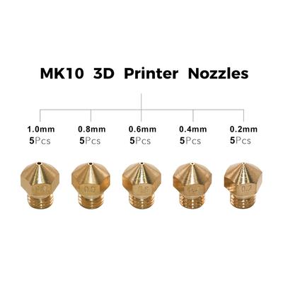 3D Printer Nozzles Maintenance Tool Kit MK10 M7 Thrd Extruder Brass Nozzle 0.2/0.4/0.6/0.8/1.0mm Print Hd with Clning Needles Wrench for 3D Printer