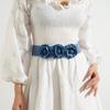 5cm Wide Dress Belt Blue Buckle Waist Belt Fashion Elastic Belt  Daily Wear