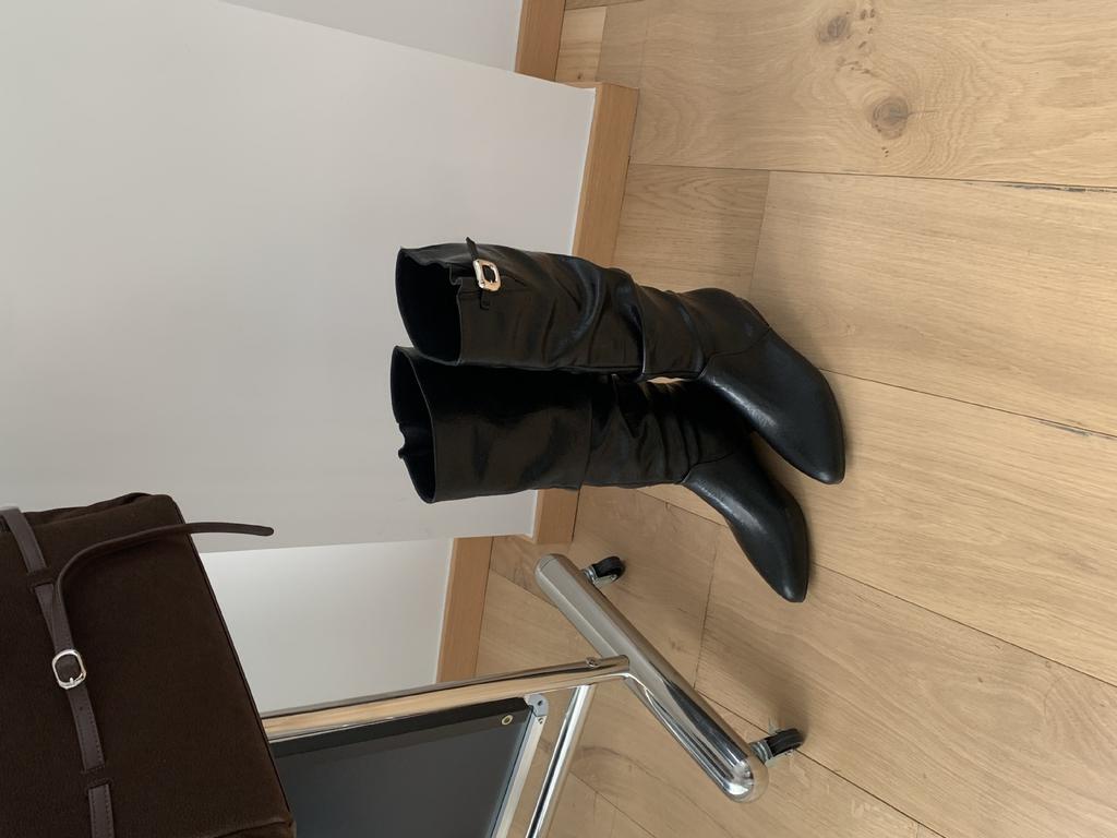 Thick heel pleated long tube knight boots women's shoes 2025 new spring and autumn western thin medium tube long boots