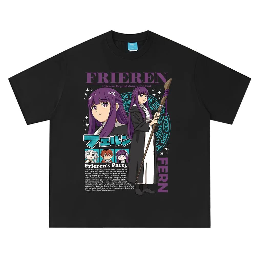 

Anime Frieren_ Beyond Journey s End Fern Graphic T-shirt Men Women Clothing Fashion Short Sleeve T-shirts Cotton Summer T Shirt S чёрный