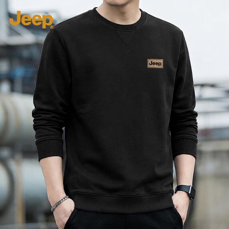 Jeep Men's American Style Loose Fit Crewneck Sweatshirt