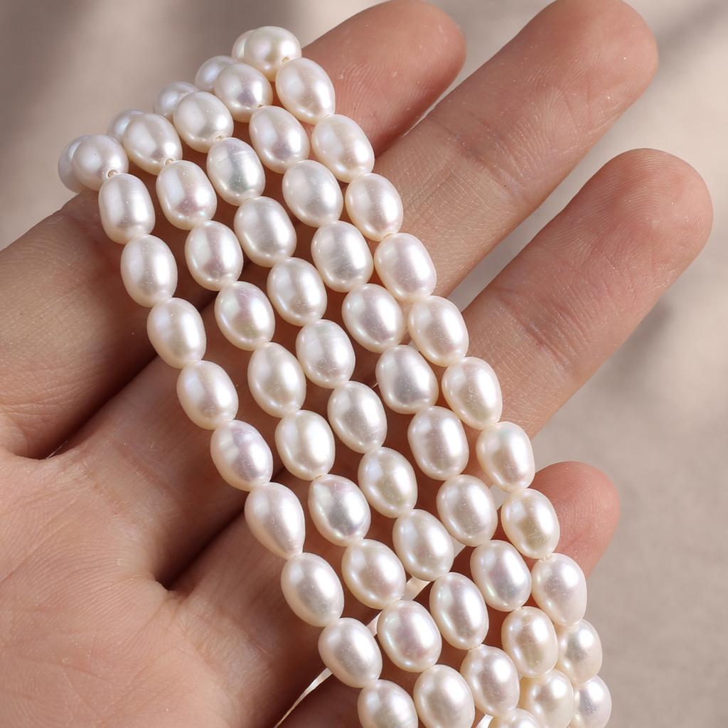 1 šňůra, AAA přírodní sladkovodní perly, bílé oválné perlové korálky, 4-5 mm, pro výrobu šperků DIY, jedinečné řemesla na narozeninovou oslavu, svatbu, 36 cm