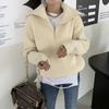 Autumn Loose Solid Color Half-Zip Knit Sweater with Turn-Down Collar for Women