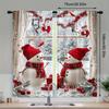 2pcs Christmas Snowman Sheer Curtains – Festive Winter Scene Print Polyester for Living Room   Bedroom & Office