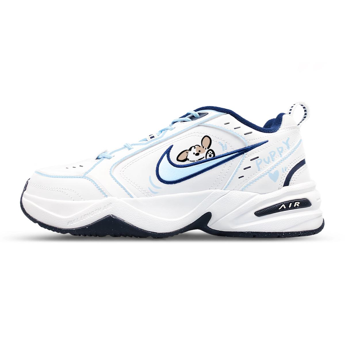 

Nike Air Monarch 4 Low top Chunky Sneakers Unisex White Blue 415445-102(Team47-M4) 42