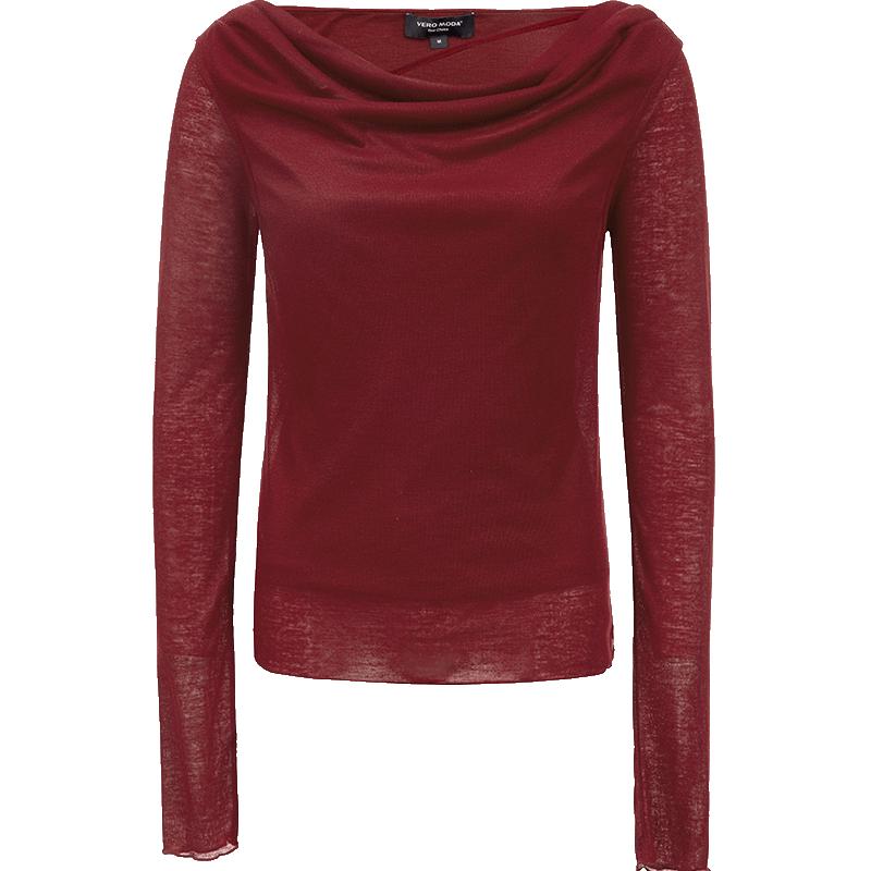 VERO MODA Women s Off-Shoulder Versatile Neck Solid Top багровый