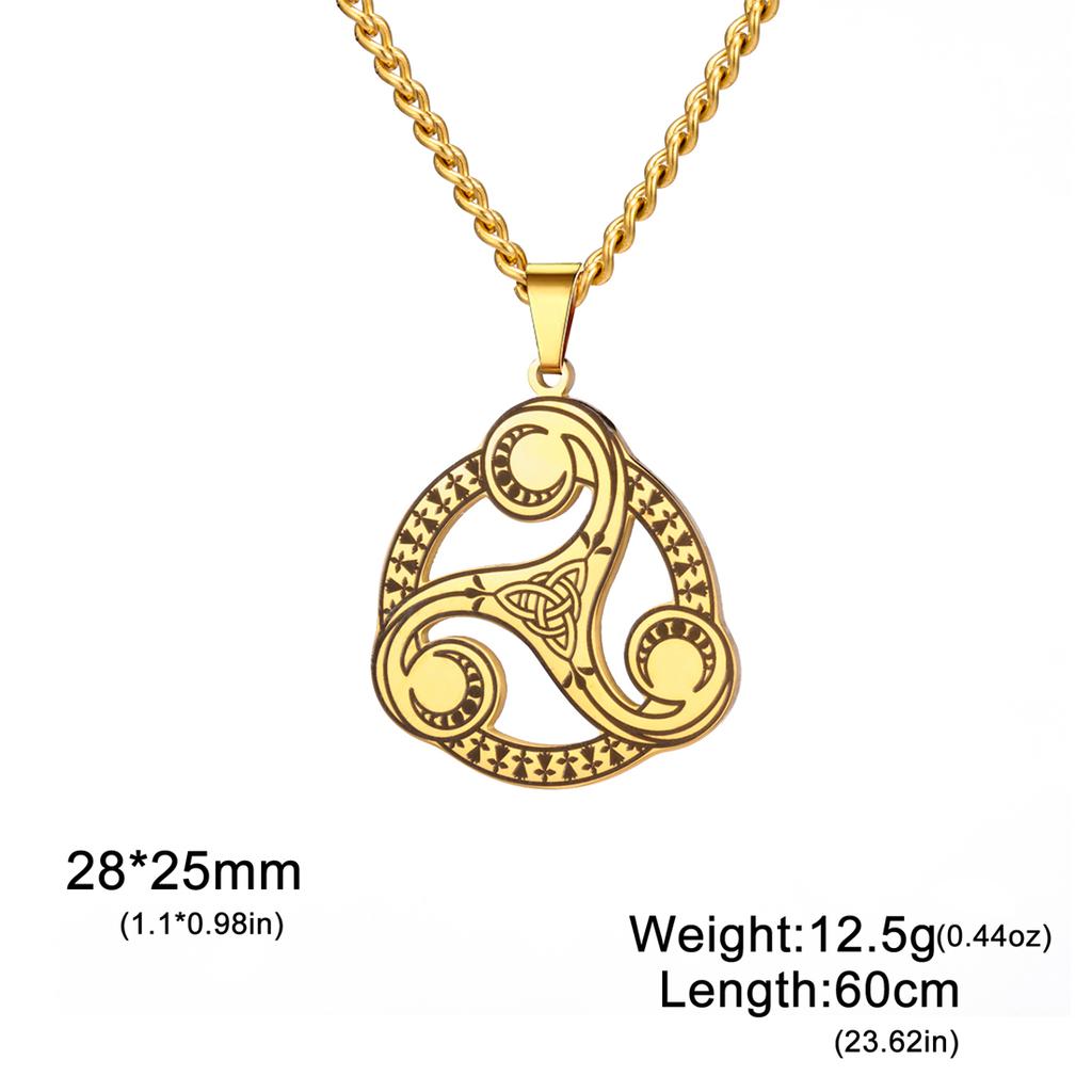Trinity Celtic Knot Necklace Stainless Steel Witch Moon Phase Triskelion Symbol Pendant Choker Irish Amulet Jewelry Gift