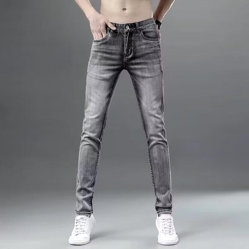 

Европейские джинсы мужские стрейч слим фит, цвет дымчато-серый, модная одежда на весну/осень 32