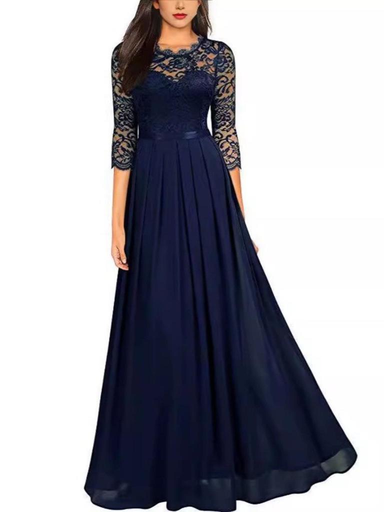 2025 Elegantes Europäisches & Amerikanisches Spitzen Brautjungfern- & Abendkleid für Damen
