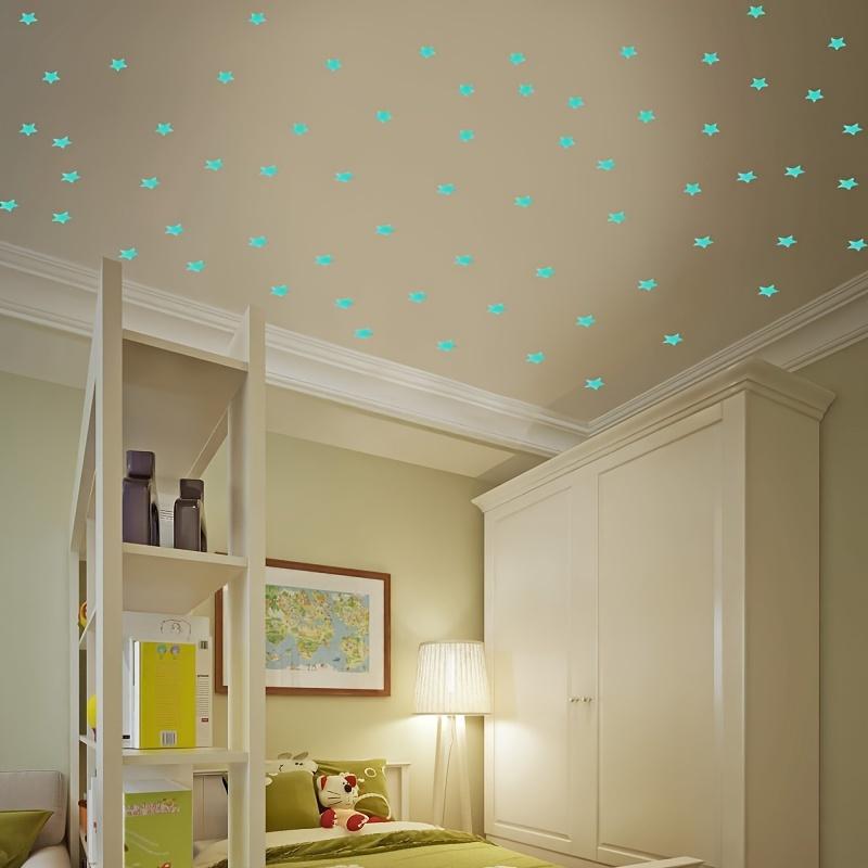 500pcs Luminous 3D Star Wall Sticker, Glow in The Dark Self-Adhesive Ceiling Stickers, ,Removable Stickers, Wall Decor Decals