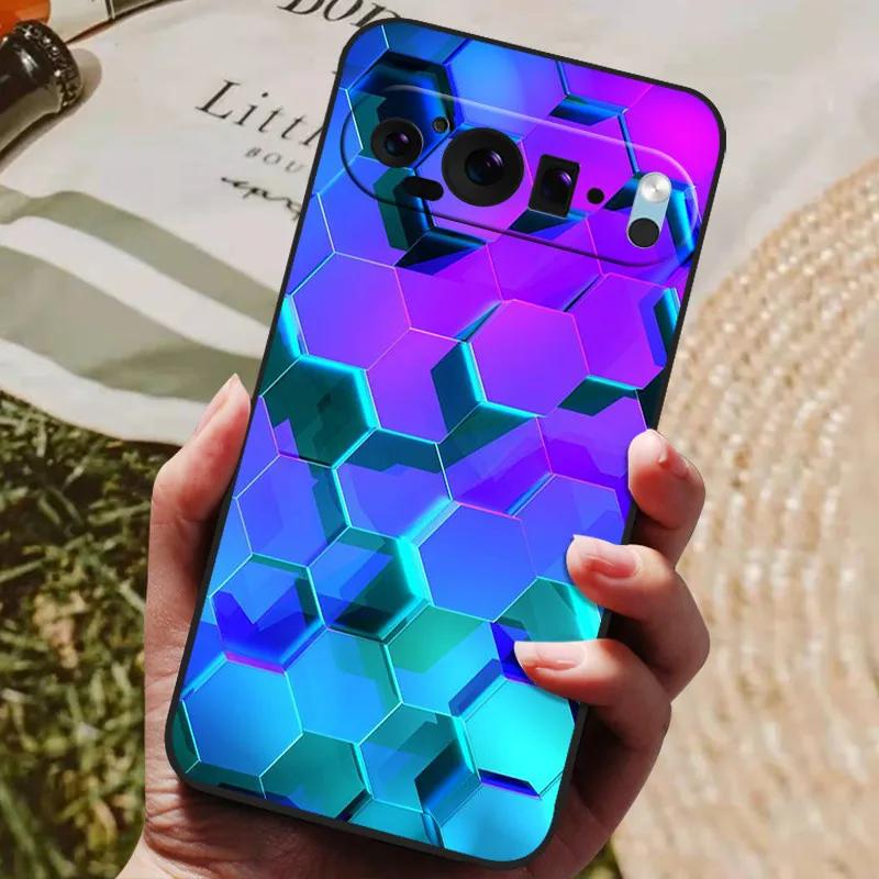 For Google Pixel 9 Pro XL Case Cool Painted Silicone TPU Soft Cover for Googe Pixel 9 9 Pro 8A Cases Black Protective Shells