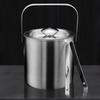 Double Layer Ice Bucket Set with Lid and Tongs Multifunctioanl Ice Bucket and Tongs Set Practical Ice Caddies with Cover