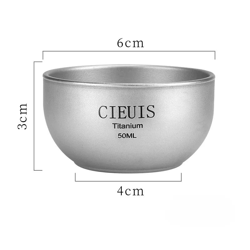 50mL Mini Coffee Cup Pure Titanium Double-layered Heat-insulating Coffee Cup Super Lightweight Wine Cup