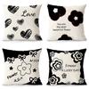 Simple Black and White Cartoon Pillowcase Interior Decoration Office Living Room Home Pillowcase