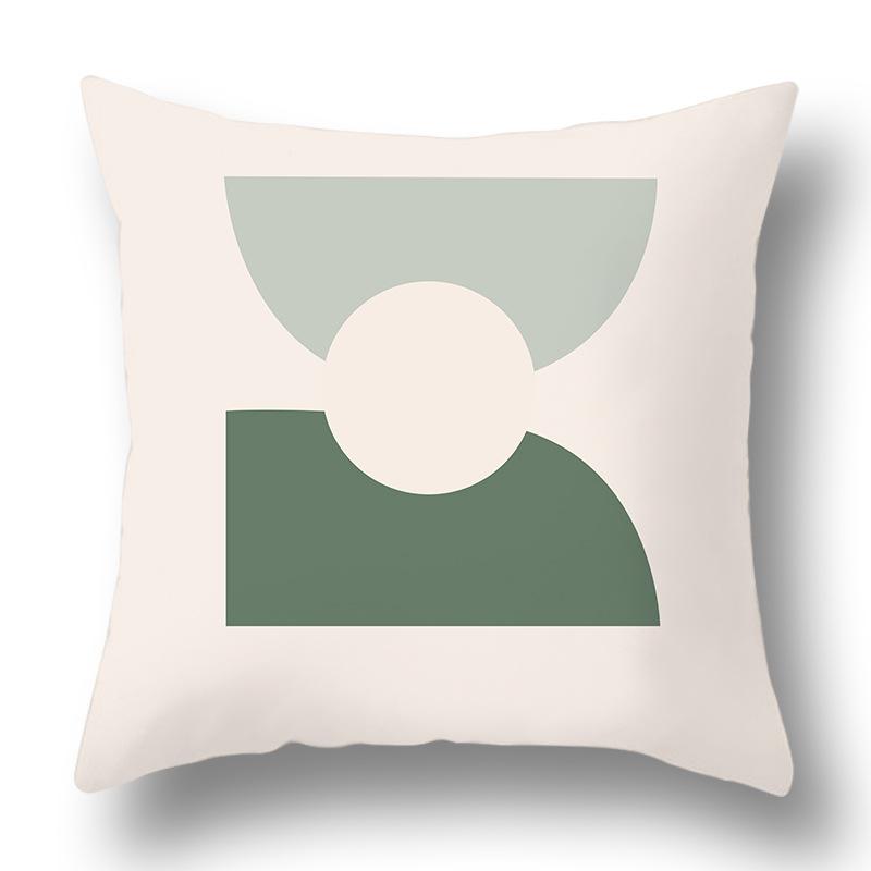 Nordic Abstract Green Geometric Pillowcase Flower Print Home Petal Velvet Pillow Cushion Cover