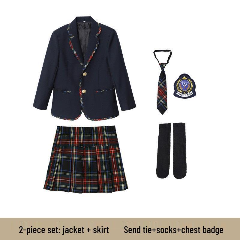 

Детская школьная форма в британском стиле: Весенне-осенний комплект формальной одежды для выступлений для детского сада и начальной школы 140 cm