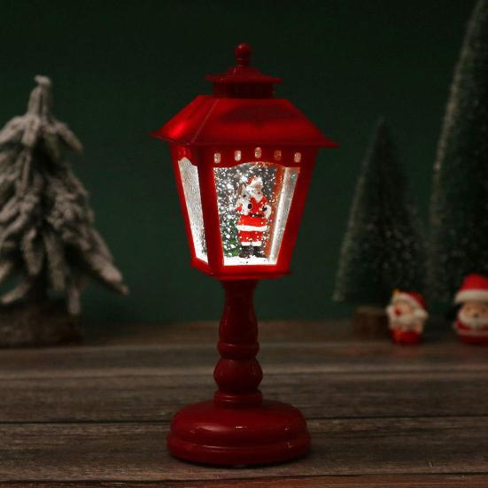 Christmas Snow Globe Stearinlys Lampe Batteridrevet nifsende spinnende vann Glitrende snømann Juletre Nattlys
