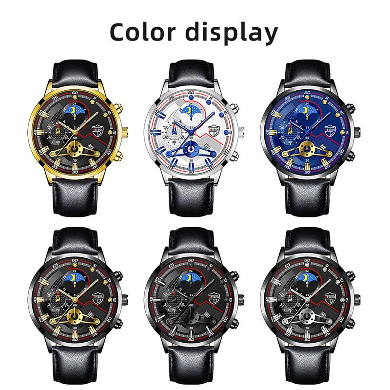 Fashion Mens Watches for Men Business Black Leather Quartz Wristwatch Calendar Male Luxury Casual Sports Bracelet Luminous Clock