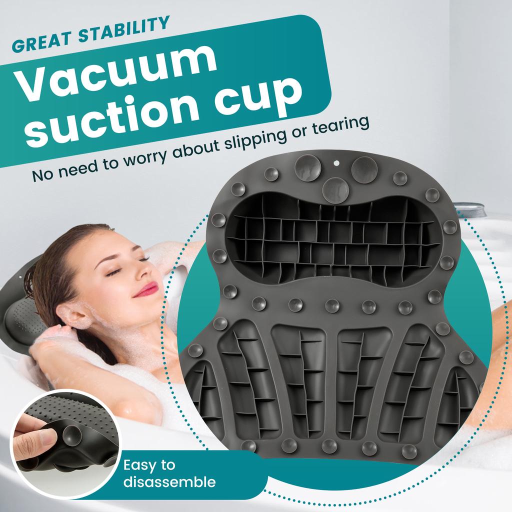 Bathtub Pillow for Tub Neck and Back Support with Non Slip Suction Cups Soft Spa Massage Cushion Mat Bath Pillow