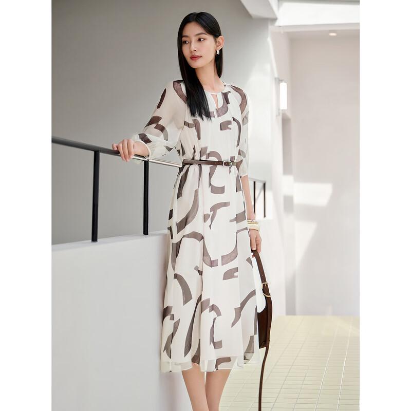 Juzhi Annaco Geometrisches Chiffon-Midikleid
