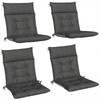 Patio Chair Cushions Set of 4, Waterproof Non-Slip Lounge Chair Cushions, 112x53cm, Dark Grey