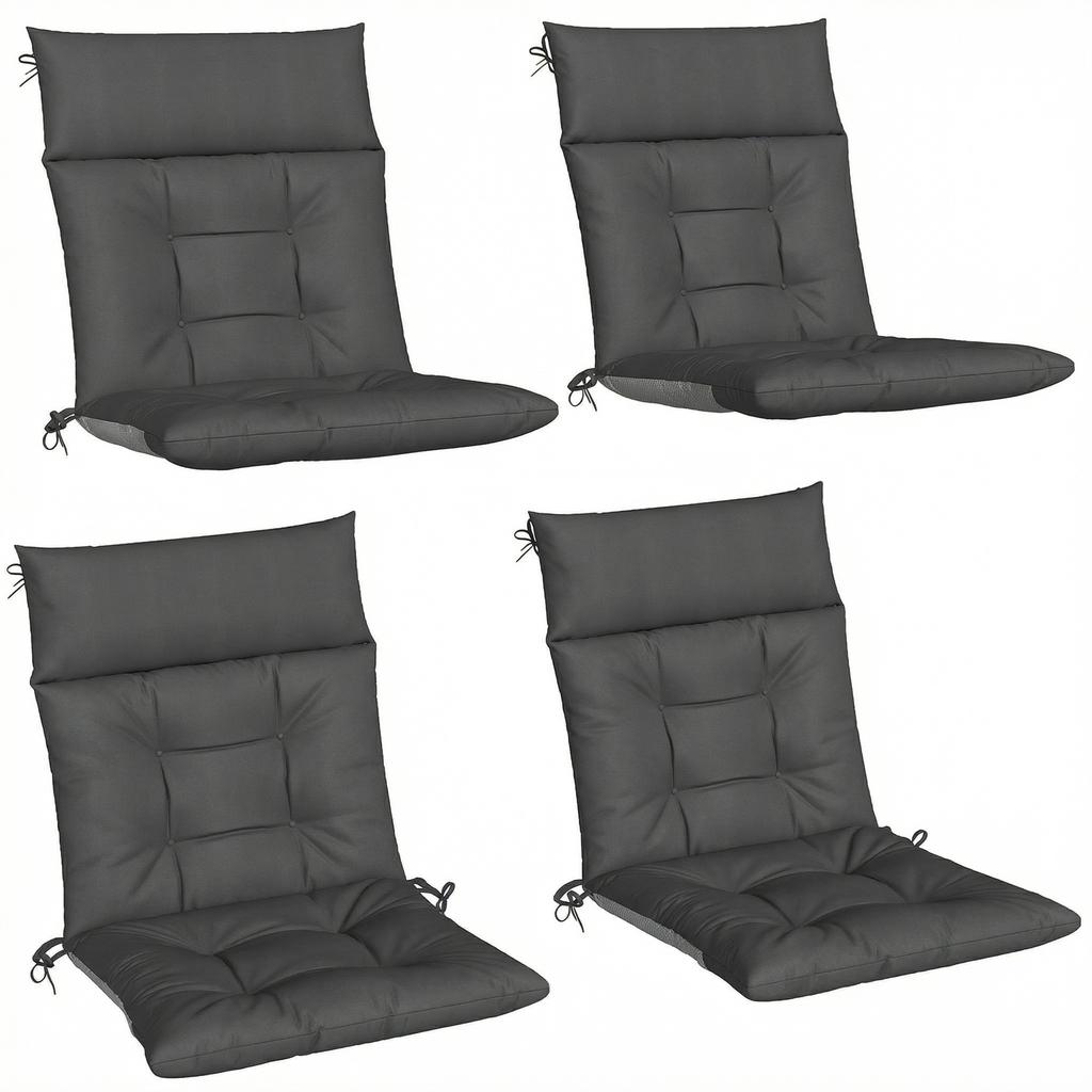 Patio Chair Cushions Set of 4, Waterproof Non-Slip Lounge Chair Cushions, 112x53cm, Dark Grey
