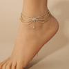 Fashion Alloy Multi-Layer Rhinestone Tassels Anklet  Gold Color Foot Ornaments Sparkling Summer Beach Trend Anklet Jewelry