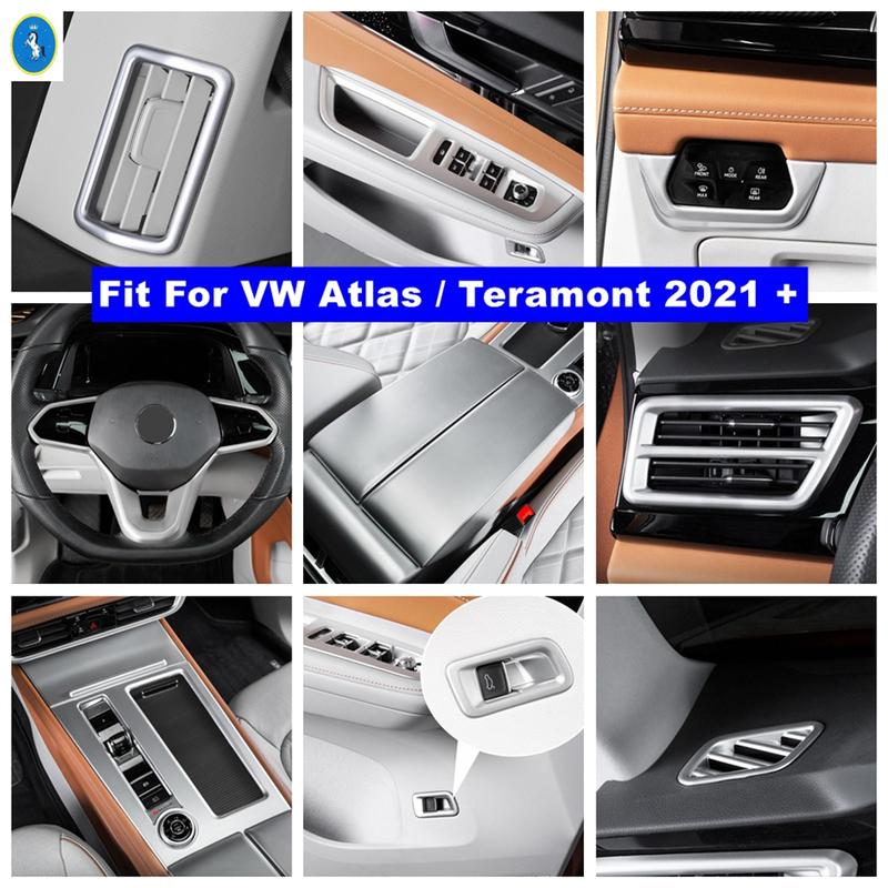 Car Steering Wheel / Window Lift / Gear Shift Box Decor Panel Cover Trim ABS Accessories For VW Atlas / Teramont Matte